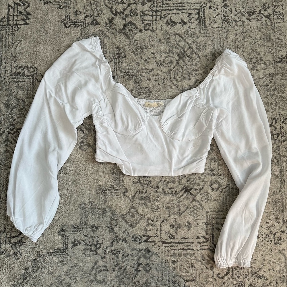 Pacsun LA Hearts Sweetheart Puff Sleeve Crop Top